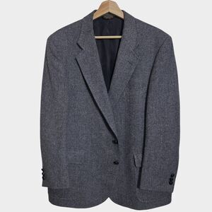 PALM BEACH TWEED WOOL Vintage Men's Blazer Sport Coat Two Button Jacket 48R Blue